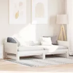 I&scaron;traukiama dienos lova Balta 203,5 x 184 x 56,5 cm