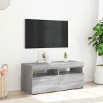 TV spintelė su LED ap&scaron;vietimu, pilka ąžuolo, 90x35x40cm