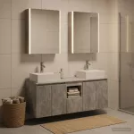 Vonios spintos komplektas 5 pcs Betono pilka Apdirbta mediena