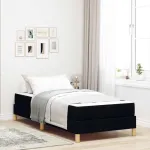 Kiemas lova su čiužiniu Juoda 80 x 200 cm audinys