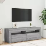 Televizoriaus spintelė su LED, pilka ąžuolo, 120x35x40cm