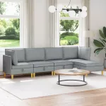 Modulinė sofa su laikymo vieta 5 pcs &Scaron;viesiai pilka Audinys