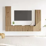 4 dalių sieninis televizoriaus spintelės komplektas Artisan Oak