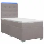 Spyruoklinė lova su čiužiniu Taupe 80 x 200 cm Audinys