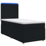 Spyruoklinė lova su čiužiniu Juoda 90 x 200 cm Audinys