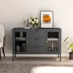 &Scaron;oninė spintelė, antracito, 105x35x70cm, plienas ir stiklas