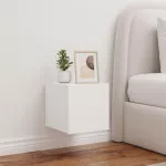 Sieninė TV spintelė su LED lemputėmis, balta, 30,5x35x30cm