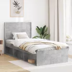 Lovos rėmas su saugojimu ir nugara Betono pilka 90 x 190 cm