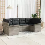 Sodo Sofų Rinkinys 6 pcs &Scaron;viesiai pilka Poli ratanas