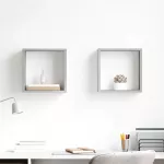Sieninės lentynos, 2vnt., pilkos, 30x15x30cm, kubo formos