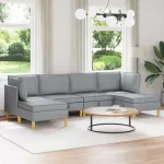 Modulinė sofa su laikymo vieta 6 pcs &Scaron;viesiai pilka Audinys