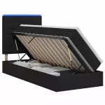 LED saugojimo lova su čiužiniu Juoda 90 x 200 cm Audinys