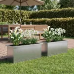 Sodo vazonas su LED 2 vnt. Sidabrinė 30 x 100 x 30 cm