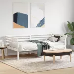 Dieninė lova be čiužinio Balta 75x190 cm medžio masyvo pu&scaron;is