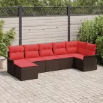 Sodo Sofų Rinkinys su saugykla 7 pcs Smėlio poliratanas