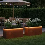 Sodo vazonas su LED 2 vnt. Rūdijanti 50 x 100 x 48 cm