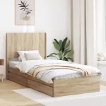 Lovos rėmas su saugojimu ir nugara Sonoma ąžuolas 75 x 190 cm