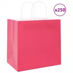 Popieriniai mai&scaron;eliai 250vnt. su rankenomis, rožinis 54x15x49cm
