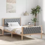 Lovos rėmas &Scaron;viesiai pilka 100 x 200 cm Kietos pu&scaron;ies mediena