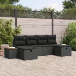 Sodo Sofų Rinkinys 6 pcs Juoda 55 x 62 x 69 cm Poli ratanas