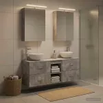Vonios spintos komplektas 5 pcs Betono pilka 50 x 14,5 x 70 cm