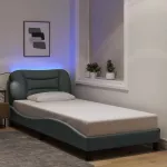 Lovos rėmas su LED be čiužinio, Hvar, &scaron;viesiai pilkas, 90x190 cm