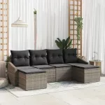Sodo valgomojo komplektas su pagalve su saugykla 6 pcs Pilka