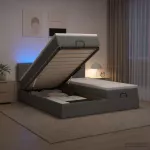 Otmana lova su matracsu ir LED Tamsiai pilka 200 x 200 cm