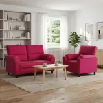 Sofos komplektas 2 pcs Vyno raudona Aksomas