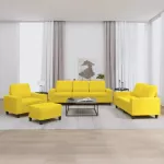 Sofos komplektas, 4 dalių, &scaron;viesiai geltonos spalvos, audinys