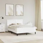 Lovos rėmas su LED juostelėmis Balta 140 x 190 cm Dirbtinė oda