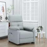Elektrinis atlo&scaron;iamas krėslas, &scaron;viesiai pilkos spalvos, audinys