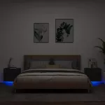 Sieninės naktinės spintelės su LED, 2vnt., juodos