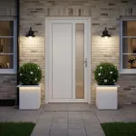 Sodo vazonas su LED 2 vnt. Balta 30 x 30 x 30 cm Plienas