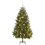 Kalėdų eglutė su &scaron;arnyrinėmis &scaron;akomis/LED/žaisliukais, 270cm