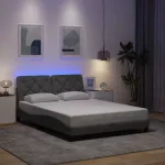Lovos rėmas su LED be čiužinio, &scaron;viesiai pilkas, 140x200 cm