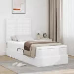 Lova su daiktų laikymo vieta ir LED &Scaron;vari balta 100 x 200 cm