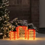 Dovanos Dėžutės Dekoracija 3 pcs &Scaron;ilta balta 20 x 20 x 21 cm