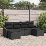 Sodo valgomojo komplektas su pagalve su saugykla 6 pcs Juoda