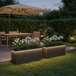 Sodo vazonas su LED 2 vnt. Juoda 30 x 100 x 30 cm Plienas
