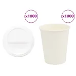 popieriniai kavos puodeliai su dangteliais 1000 vnt 8oz 200ml
