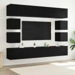 TV spintelių komplektas 8 pcs Juodas ąžuolas Apdirbta mediena