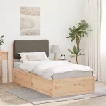 Lovo rėmas su apmu&scaron;tu galvūgaliu Taupe 90 x 200 cm