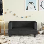 Vaiki&scaron;ka sofa, juodos spalvos, 60x40x30cm, aksomas