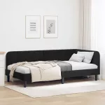 Kampinė lovos konstrukcija Juodas 90 x 200 cm Aksomas