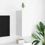 Sieninė TV spintelė su LED lemputėmis, balta, 30,5x35x70cm