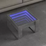 Kavos staliukas su Infinity LED lemputėmis, betono, 50x53x30cm