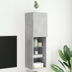 TV spintelė su LED lemputėmis, betono pilka, 30,5x30x102cm