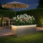 Sodo vazonas su LED Sidabrinė 30 x 80 x 30 cm