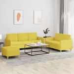 Sofos komplektas su pagalvėlėmis, 3 dalių, geltonas, audinys